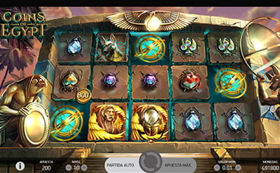 Activación de los giros gratis con 3 Scatters en la slot Coins of Egypt
