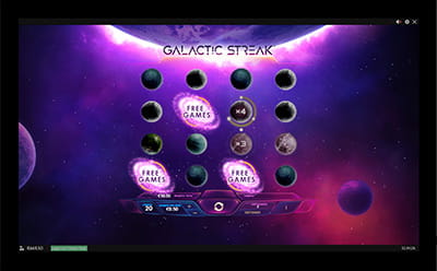 3 símbolos scatter que activan giros gratis en la slot Galactic Streak.