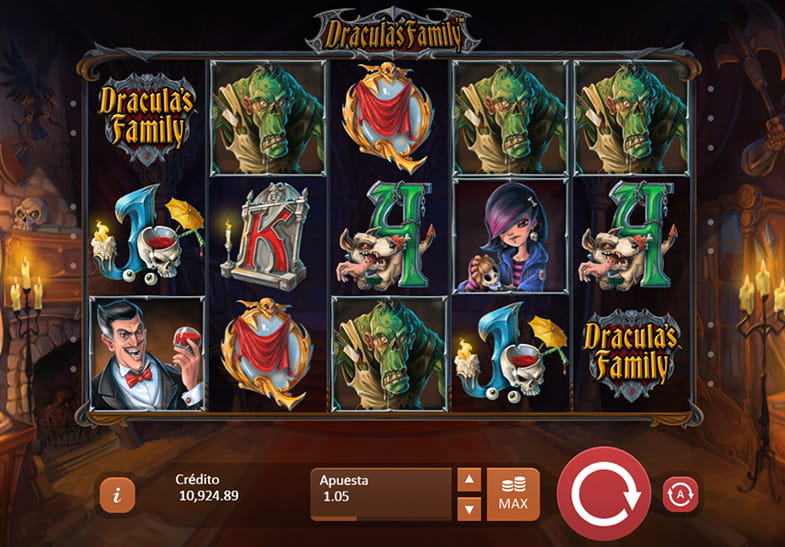 Panel del juego principal de Dracula's Family slot de Playson