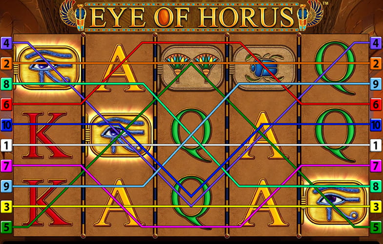 Tablero del juego de ambientación egipcia Eye of Horus de Merkur Gaming