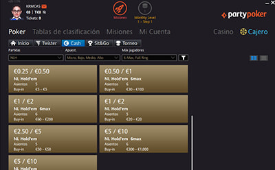 Fastpoker online No-Limit Hold'em en el casino PartyPoker en España.