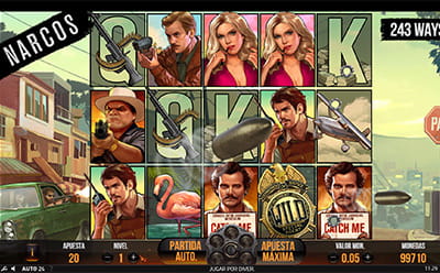 Panel de control de Narcos slot de NetEnt con la función Drive-By.