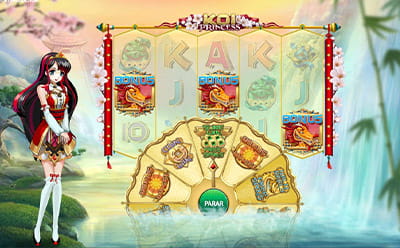 La ruleta de la función Bonus en la slot Koi Princess con ganancia de Sure Win Free Spins