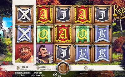 Panel de juego de Robin of Sherwood con dos casillas pertenecientes al mismo tambor con la función Rirada Comodin Sherwood activada.