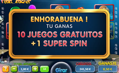 anuncio de activación de 10 giros gratis + 1 super giro en slot Pearl Tracker