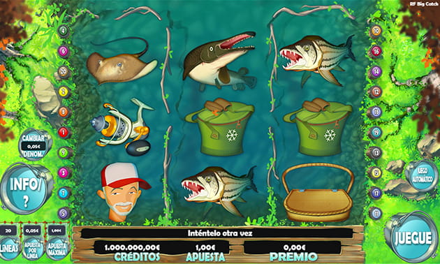 Pantalla de inicio en el juego principal de la slot RF Big Catch