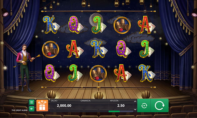 Inicio del juego principal en la slot The Great Albini.