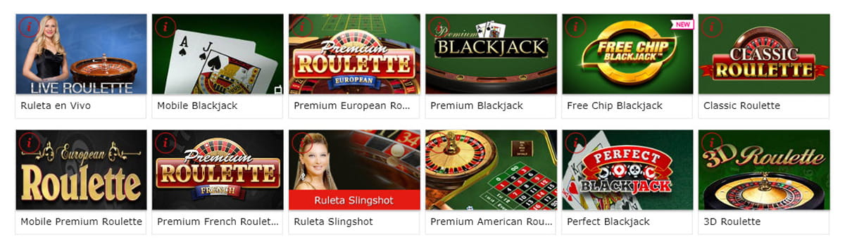 Selección de juegos de mesa en Marca Apuestas Casino