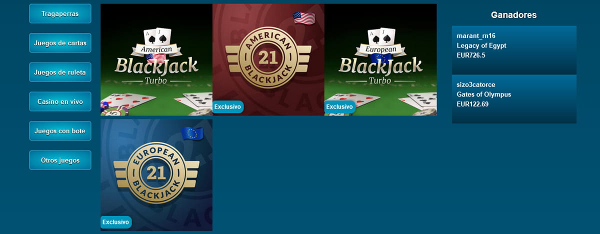Ruleta, blackjack y otros juegos en el Eucasino.