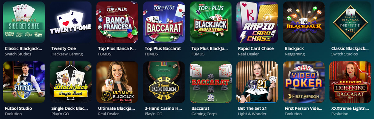 Ruleta, blackjack y otros juegos en el casino Novibet.