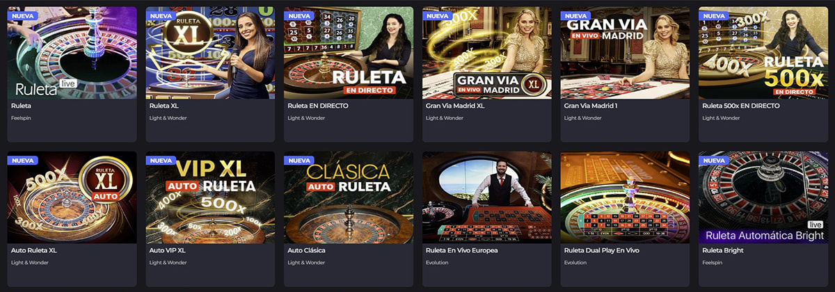 Ruleta, blackjack y otros juegos en el casino OlyBet.