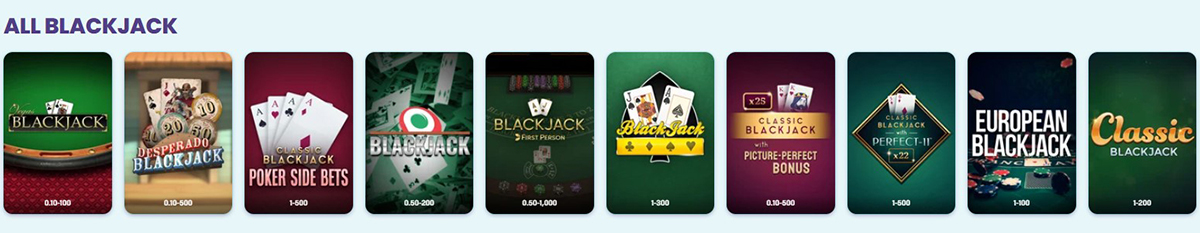 Ruleta, blackjack y otros juegos en Piñata Casino.