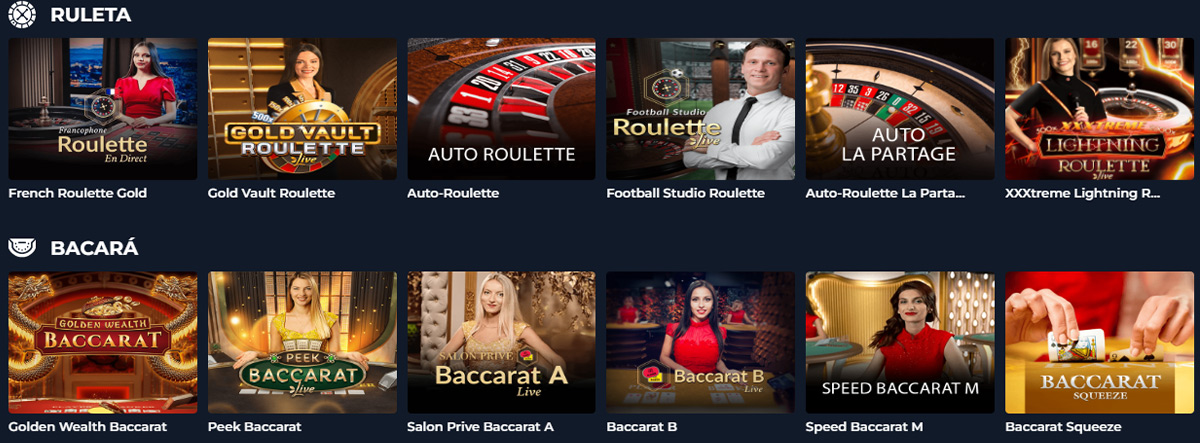 Ruleta, blackjack y otros juegos en el casino Winpot.