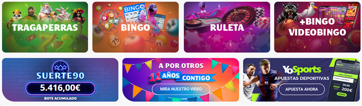 Oferta de juegos para jugar en YoBingo