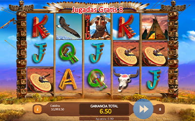 Ronda de jugadas gratis de la slot Wild Hunter con el Tomahawk, volando en los carretes