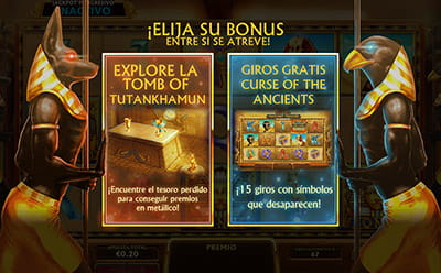 Funciones especiales en la slot Pharaoh's Treasure Deluxe: Explore Tomb of Tutankhamun y Giros gratis Curse of the Ancients