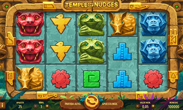 Panel de juego de la slot Temple of Nudges de NetEnt