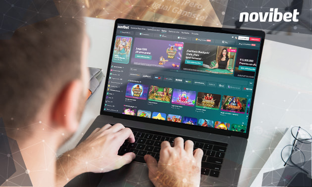 Casino online Novibet en una computadora de un jugador.