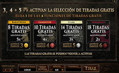 giros gratis en Game of Thrones