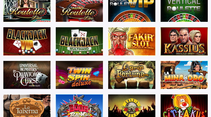 Página de la web de casino Circus.es con algunos de los juegos disponibles