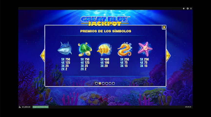 Símbolos con altos premios en la slot Great Blue Jackpot.