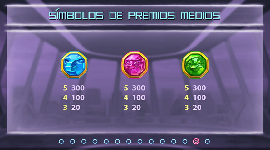 Tabla con los símbolos de pago medio en la slot Wild Worlds