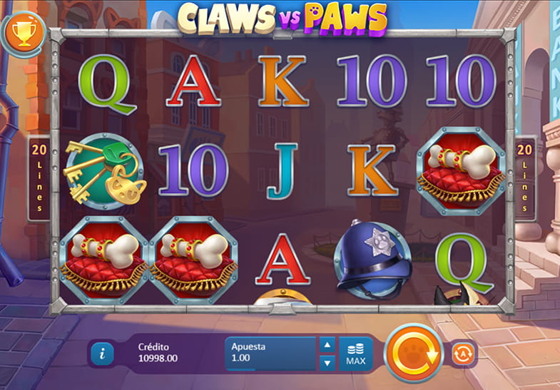 La slot Claws vs. Paws en modo de prueba.