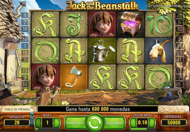 Pantalla de la slot Jack and the Beanstalk de NetEnt
