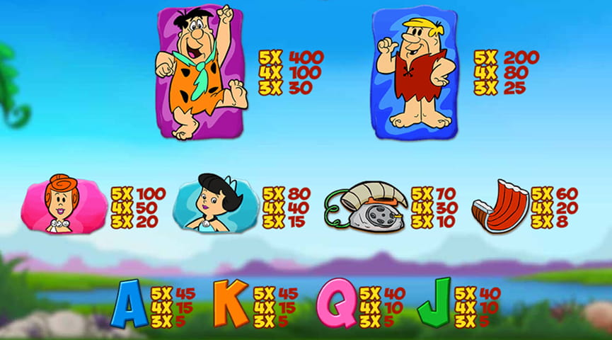 Tabla de pagos de la tragaperras The Flintstones.
