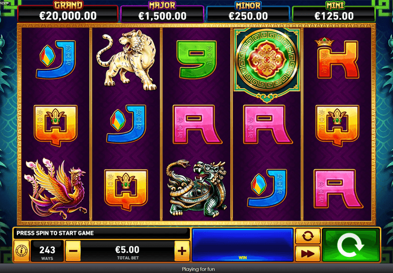 Pantalla inicial de la slot Tiger Turtle Dragon Phoenix