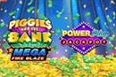 Portada de la slot Piggies and the Bank Mega Fire Blaze PowerPlay Jackpot