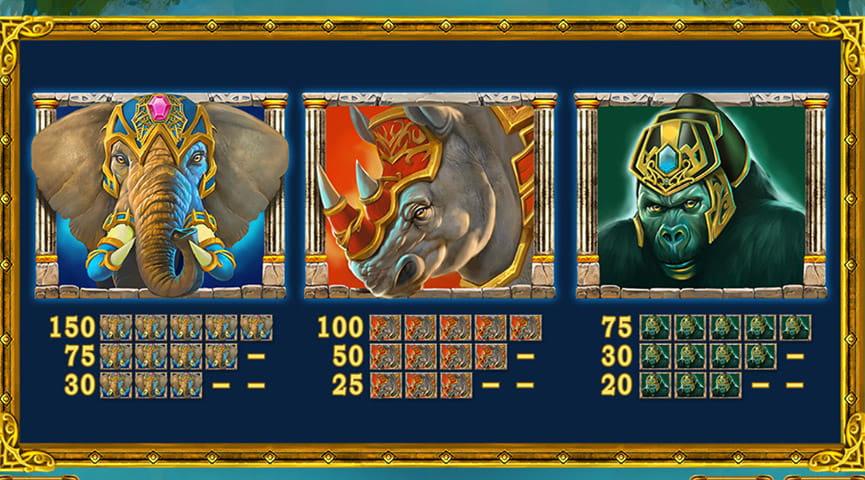 Tabla de pagos de la tragaperras Jungle Giants