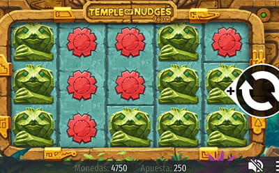 Panel de juego de la versión móvil de la slot Temple of Nudges de NetEnt.
