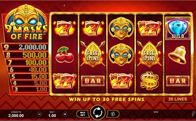 La tragamonedas online Masks of Fire en el casino Betway en México.
