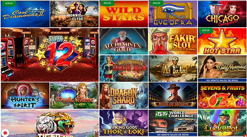 Captura de pantalla de la página con selección de tragaperras en el casino JOKERBET