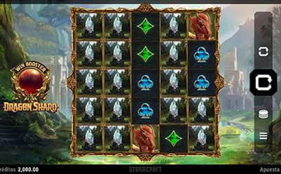 Panel de juego de la versión móvil de la tragaperras Dragon Shard de Microgaming.