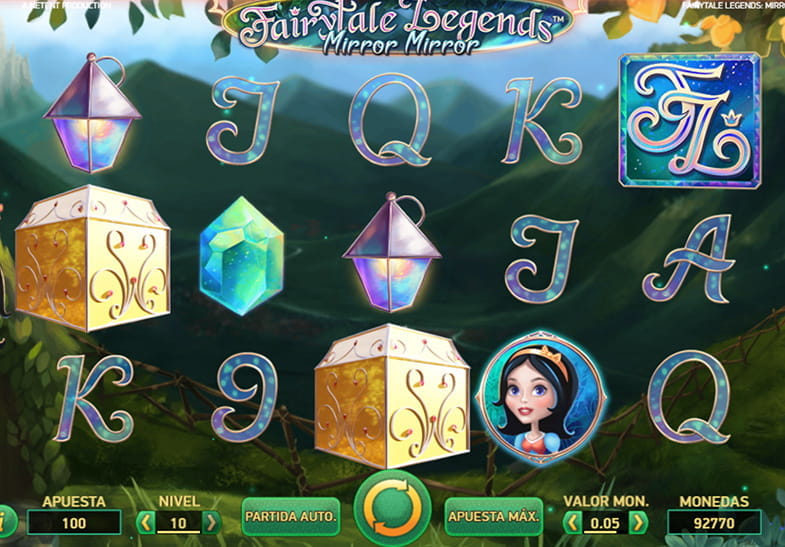 Pantalla de inicio del juego de slot Fairytale Legends Mirror Mirror de NetEnt