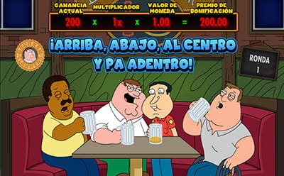 Juego de bonificación llamado Drimlen Clam situado en un sofa de un bar y con Peter y sus amigos como protagonistas, ebrios y sosteniendo jarras de cerveza