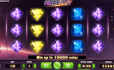 La tragaperras online Starburst en el casino bet365 en España.