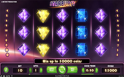 La tragaperras online Starburst en el casino LeoVegas en España.