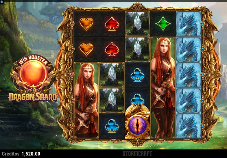 Panel de juego de la versión de demostración de la tragaperras Dragon Shard de Microgaming.