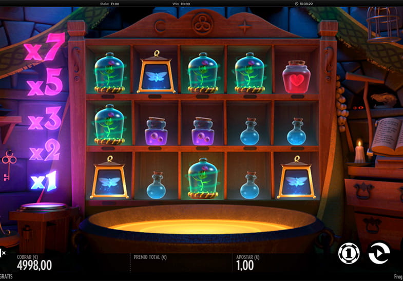 Panel de la versión gratis de la tragaperras Frog Grog de Thunderkick.