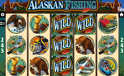Panel de control de Alaskan Fishing slot de Microgaming.