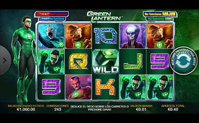 Panel de control de la versión móvil de Green Lantern slot de Playtech