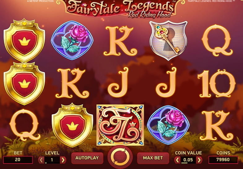 Pantalla inicial del juego de slot Fairytale Legends Red Riding Hood de NetEnt
