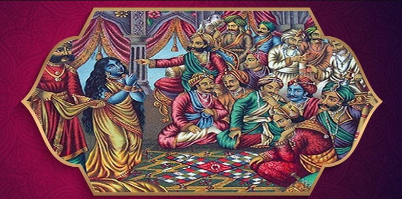 Juego con dados de Kauravas y Pandavas en el libro Mahabharata