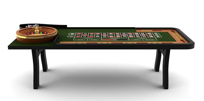 Mesa de café con diseño de casino.