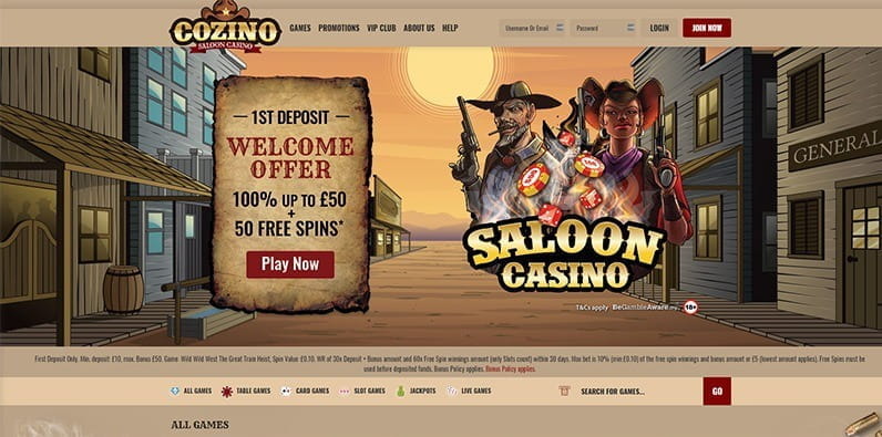 Página de inicio del casino Cozino