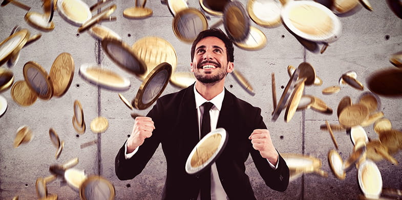 Ganadores de la lotería felices.