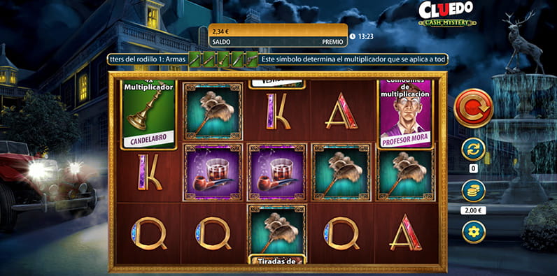 Pantalla del inicio del juego en la slot Cluedo Cash Mystery de SG